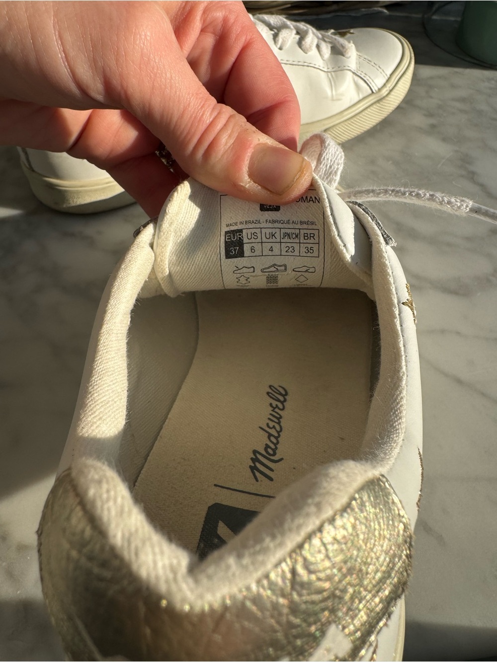 MADEWELL X VEJA Esplar Low Sneakers Embroidered Stars White w Gold Stars Size 6 - Picture 8 of 9